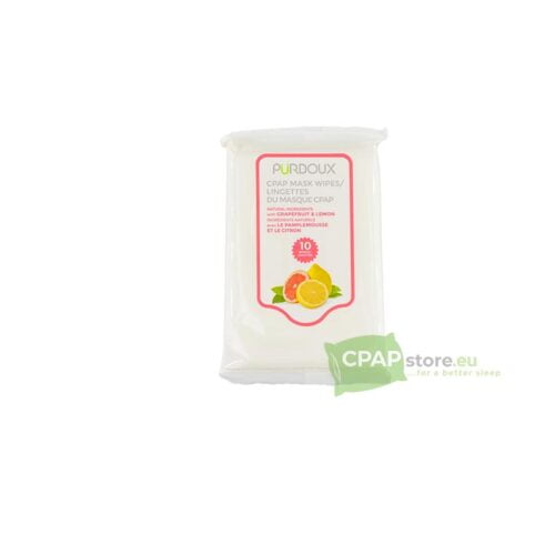 CPAP Mask Wipes in Travel Package of 10 with Grapefruit & Lemon scanted, PÜRDOUX